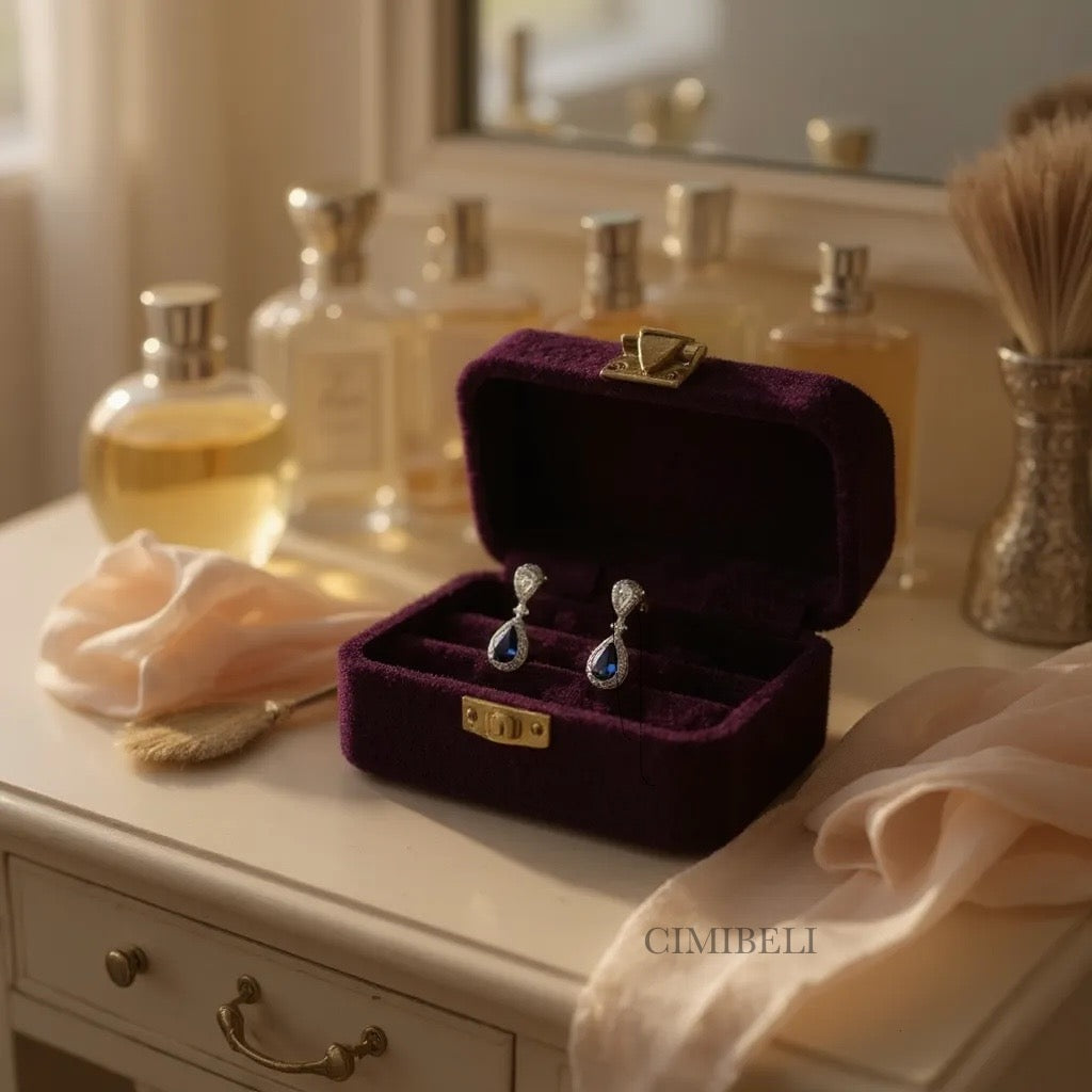 Boucles d’oreilles mariage pierre bleue "Jacaranda"