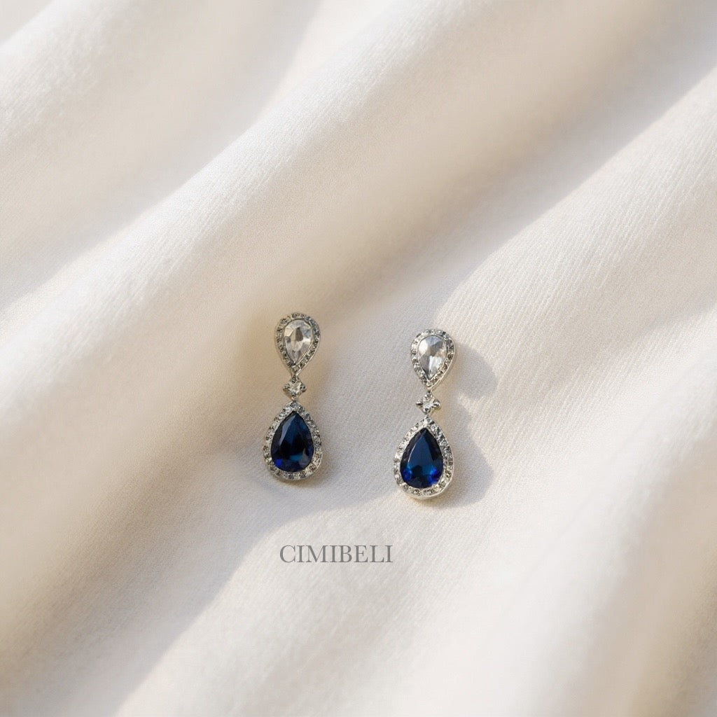 Boucles d’oreilles mariage pierre bleue "Jacaranda"
