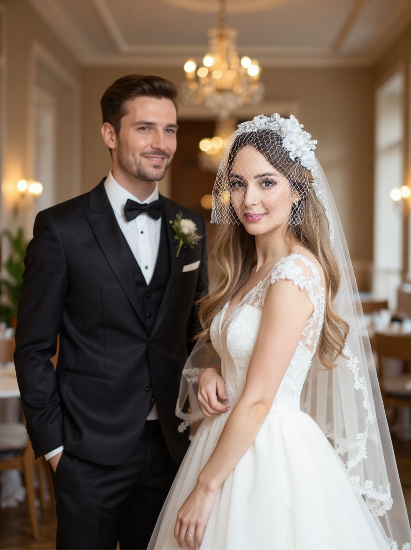 Voile de mariée Cage à oiseau 'Swan'