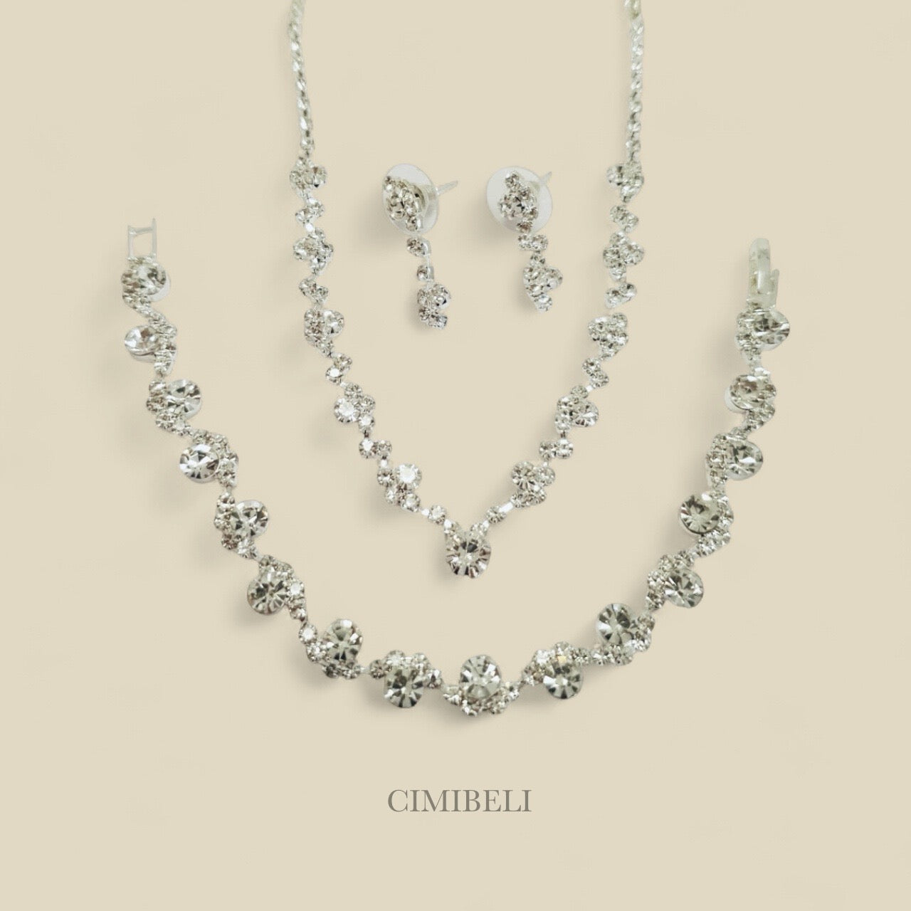 Parure de bijoux mariage trois pièces "Jasmin"