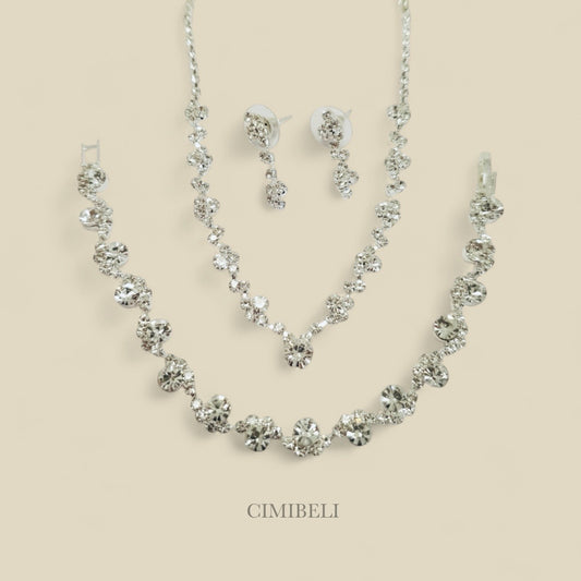 Parure de bijoux mariage trois pièces "Jasmin"