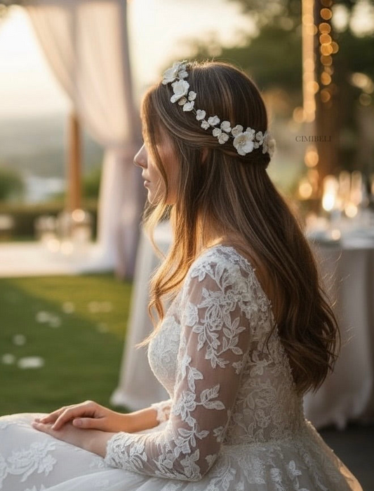 Peigne de Mariée  Fleurs en Porcelaine 'Mira'