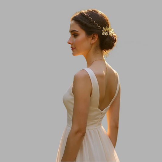 Peigne à cheveux de mariage en or "Feuilles"