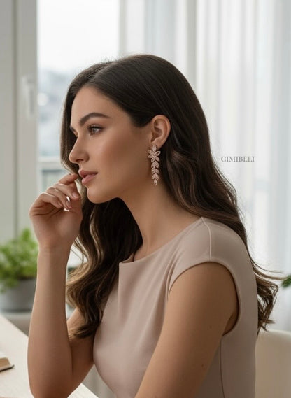 Boucles d’oreilles mariage or rose 'Rosa'