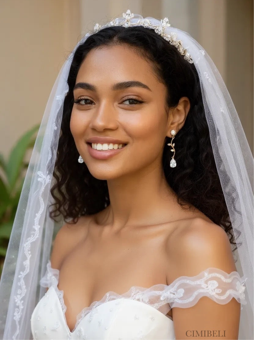 Parure de bijoux mariage or rose "Rana"