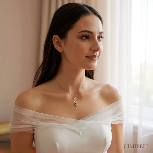 Collier de mariage or rose 'Iris'