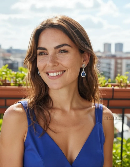 Boucles d’oreilles mariage pierre bleue "Jacaranda"