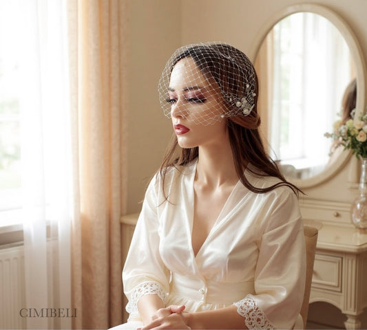 Voile de mariée à cage d'oiseau 'Lady'