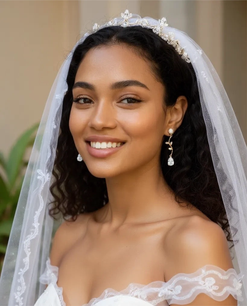 Parure de bijoux mariage or rose "Rana"
