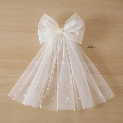 Voile de mariée perles avec nœud 'Miss'