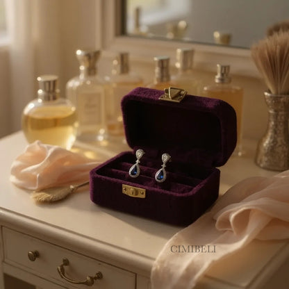 Boucles d’oreilles mariage pierre bleue "Jacaranda"