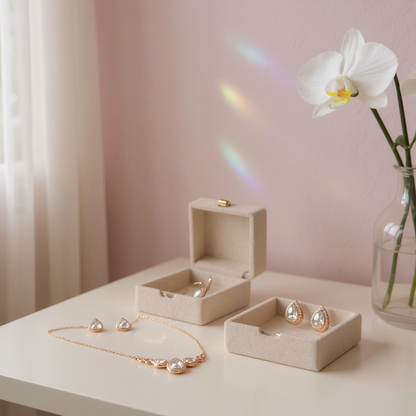 Parure de bijoux or rose "Lotus"